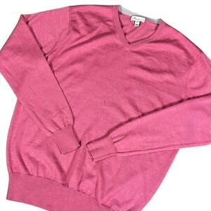 Peter Millar V-Neck Sweater Mens Medium Pink Merino Wool Silk Blend MF18S31